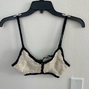 Zara Black and Cream Lace top